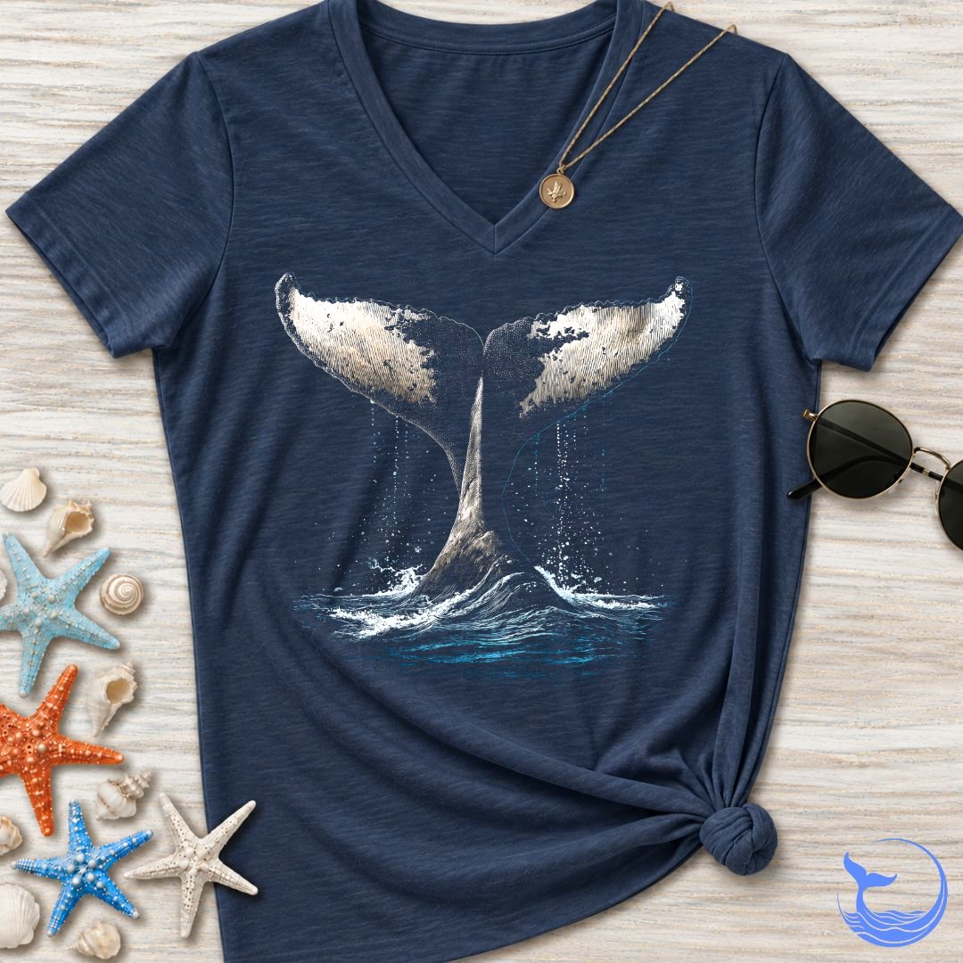 Humpback Whale Tail Women's V-Neck T-Shirt