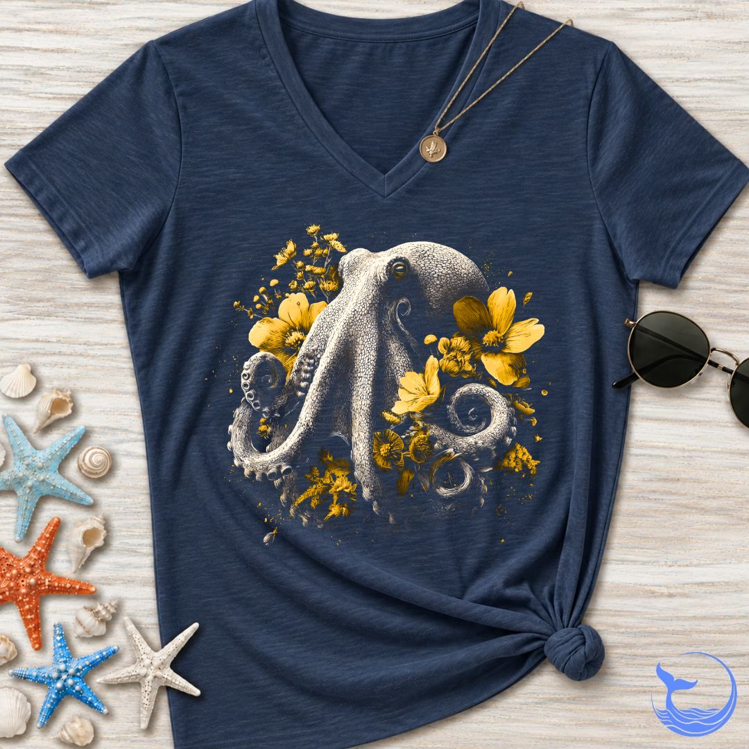 Floral Octopus Women's V-Neck T-Shirt