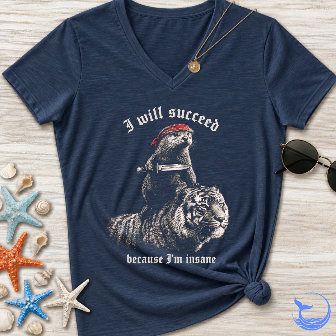 I Will Succeed, Sea Otter Women's V-Neck T-Shirt
