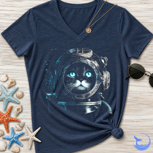 Deep Diver Cat Women's V-Neck T-Shirt