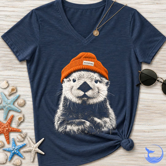 Winter Otter Women's V-Neck T-Shirt