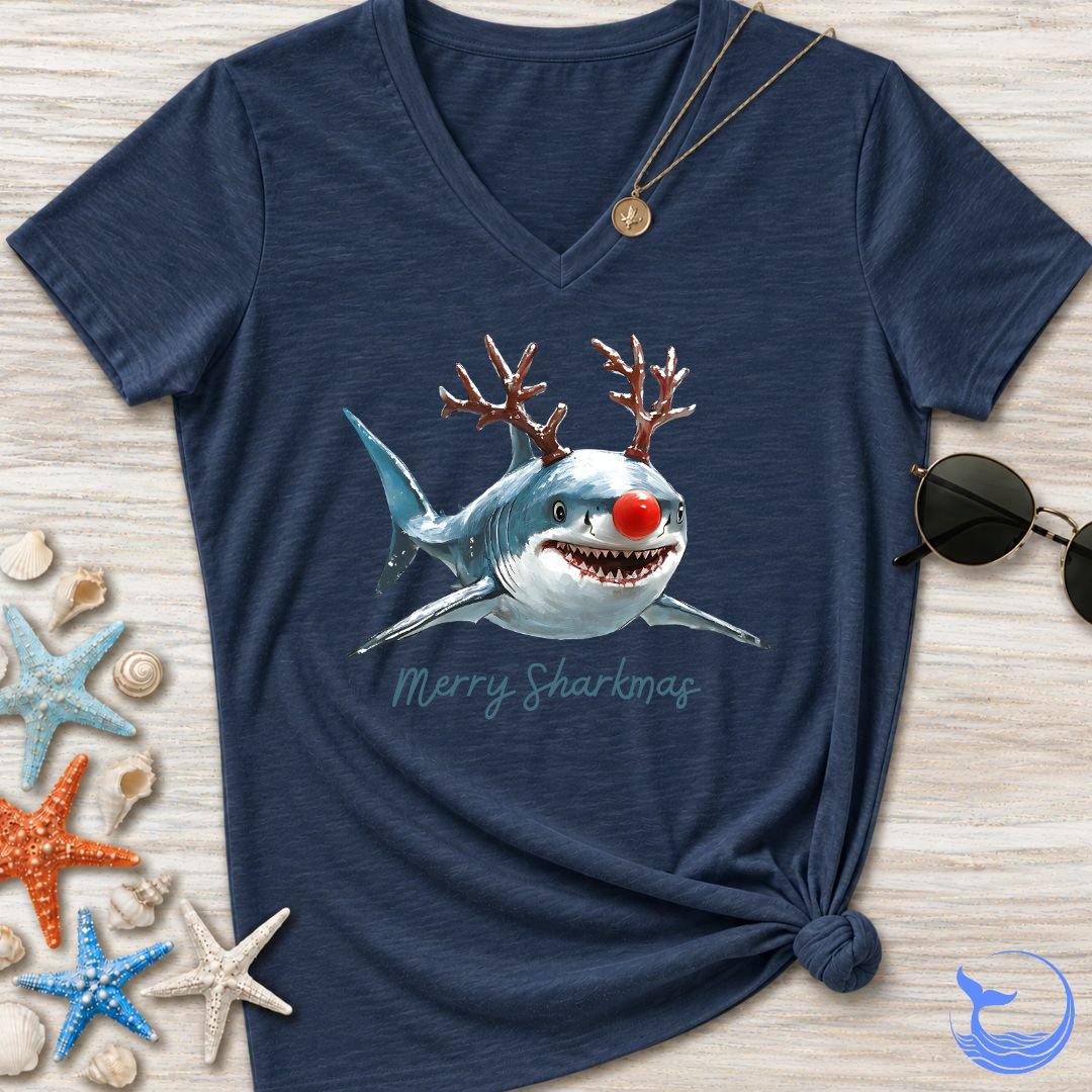 Merry Sharkmas Women's V-Neck T-Shirt