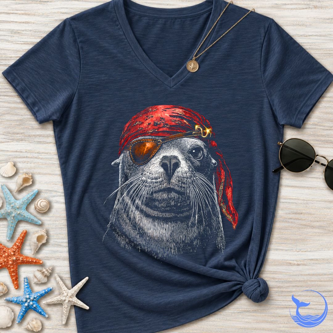 Sea Lion Pirate Women's V-Neck T-Shirt