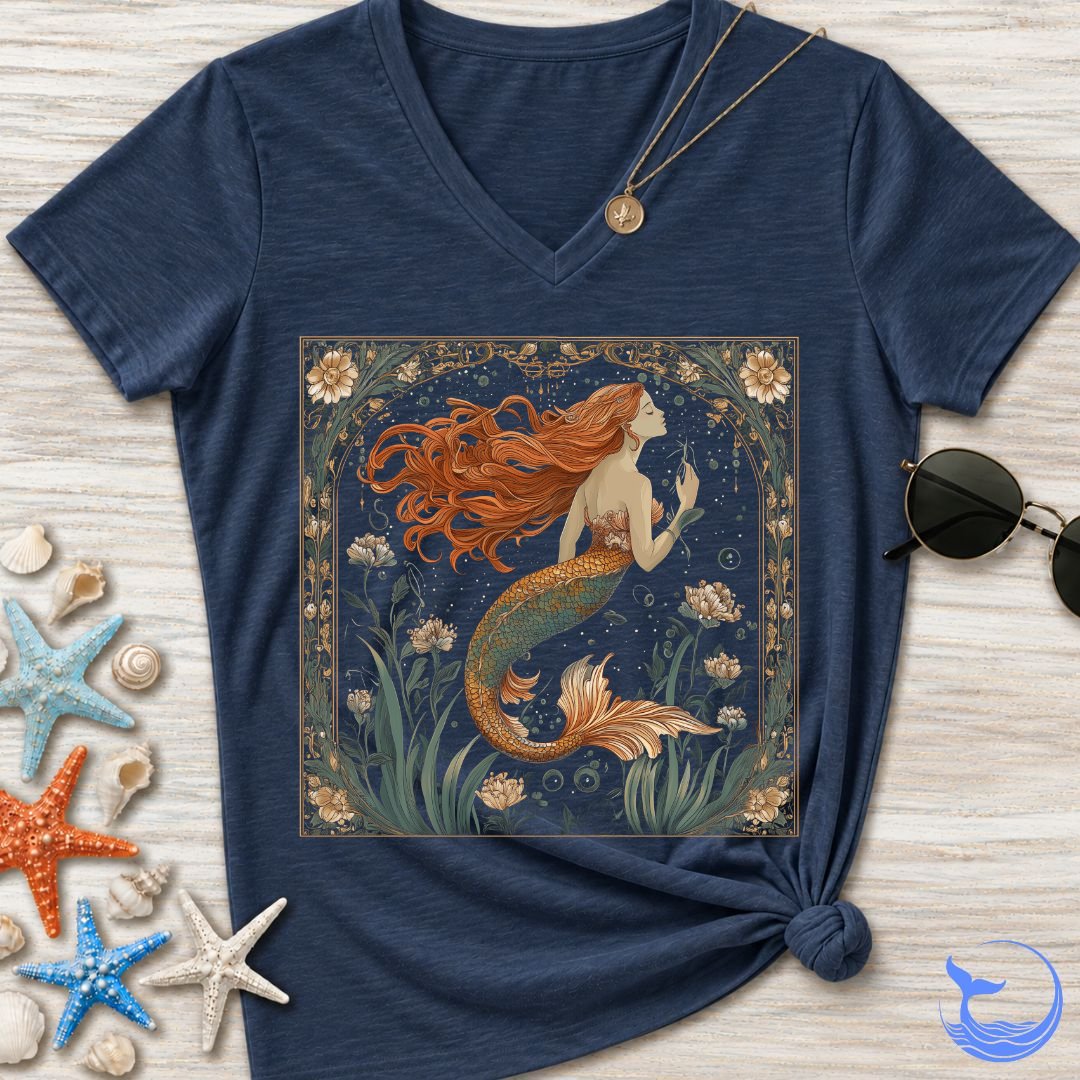 Mermaid Art Nouveau Women's V-Neck T-Shirt