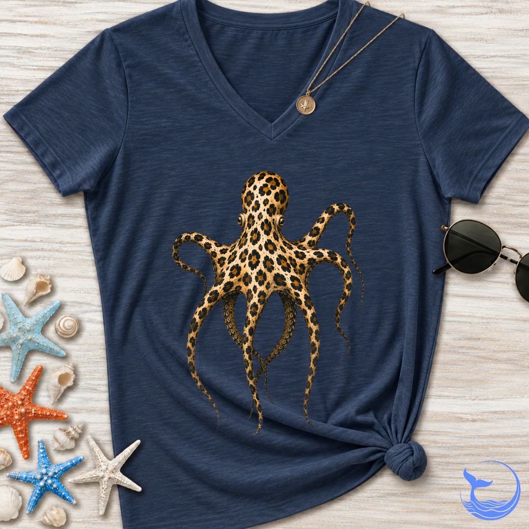 Cheetah Octopus Women's V-Neck T-Shirt
