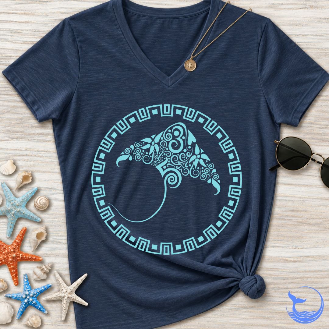 Tribal Manta Women's V-Neck T-Shirt