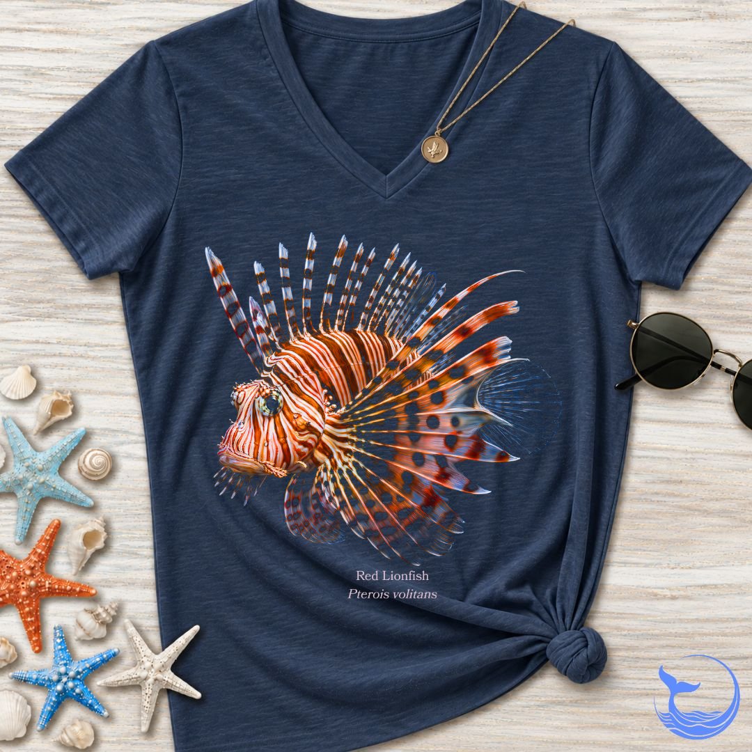 Red Lionfish Women's V-Neck T-Shirt