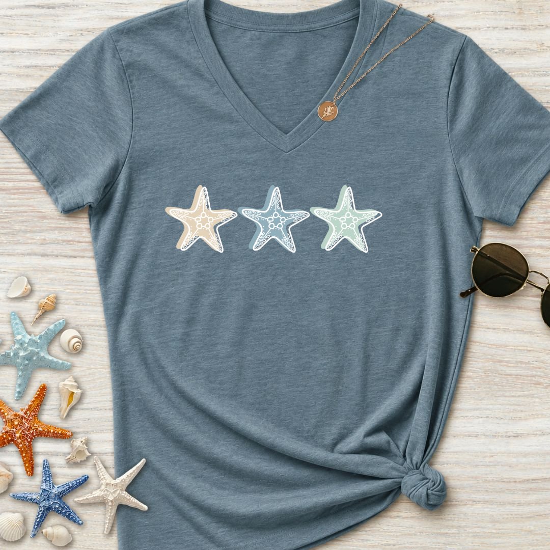 3 Starfish Women's V-Neck T-Shirt