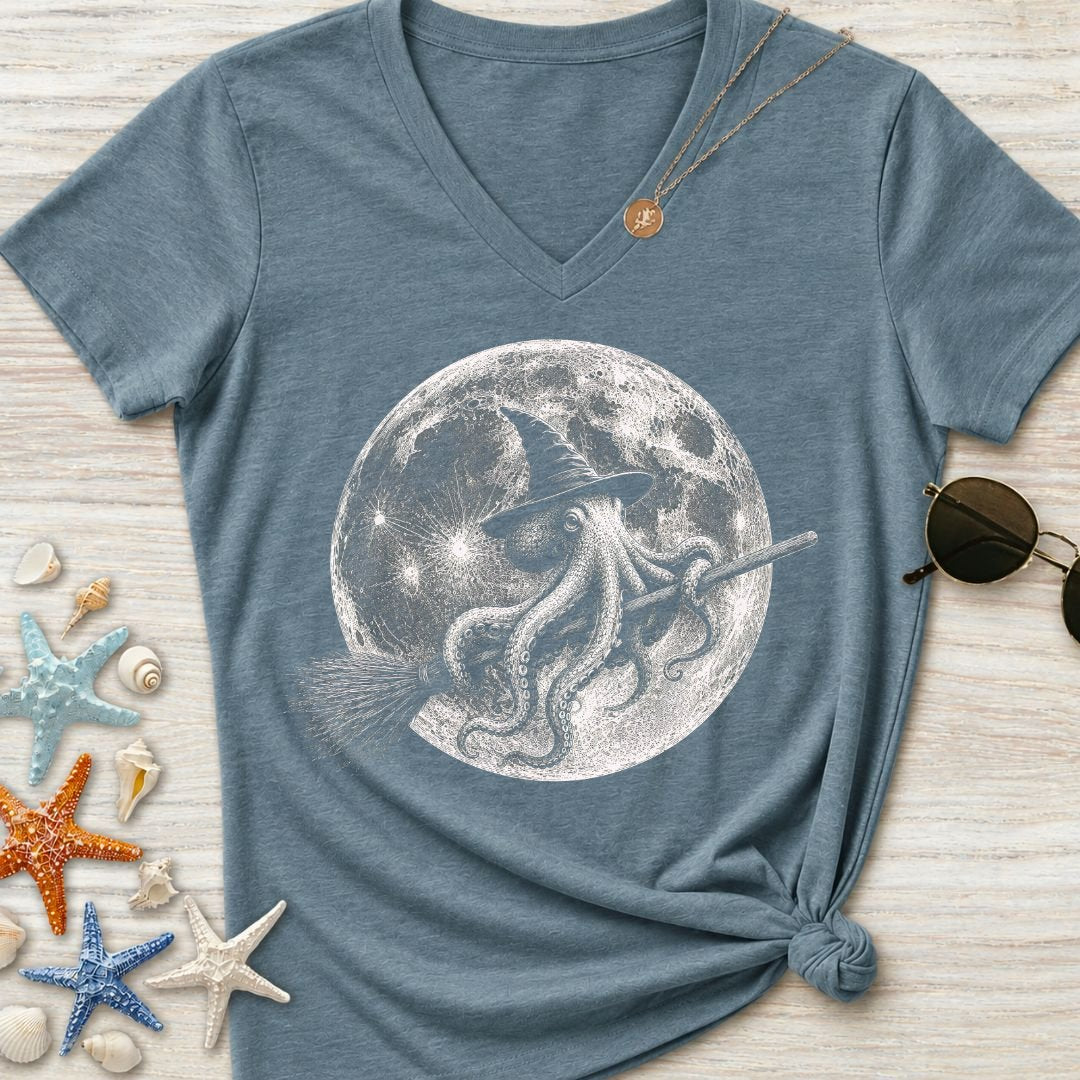 Witch Octopus Women's V-Neck T-Shirt