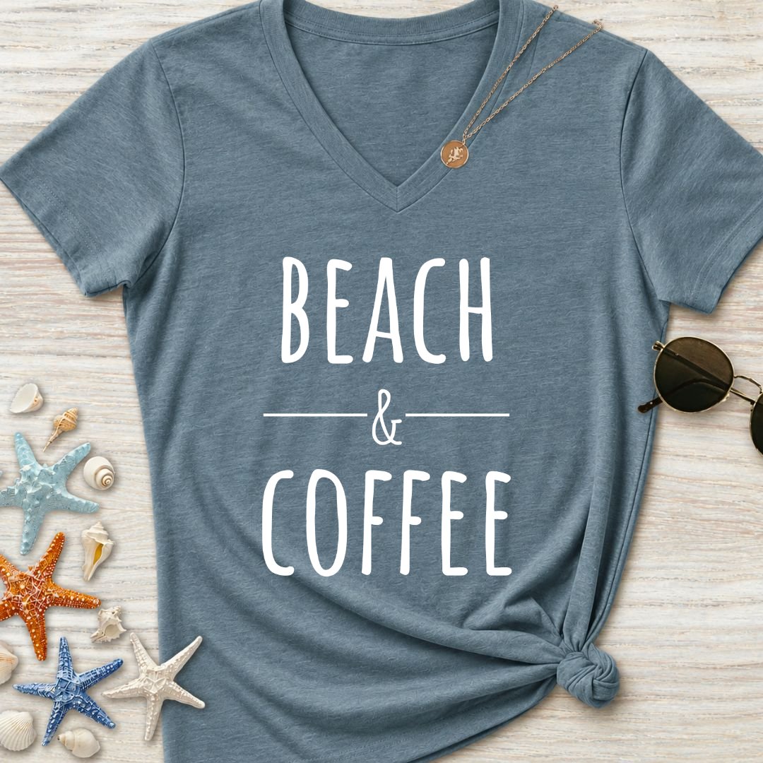 Beach & Coffee Women's V-Neck T-Shirt