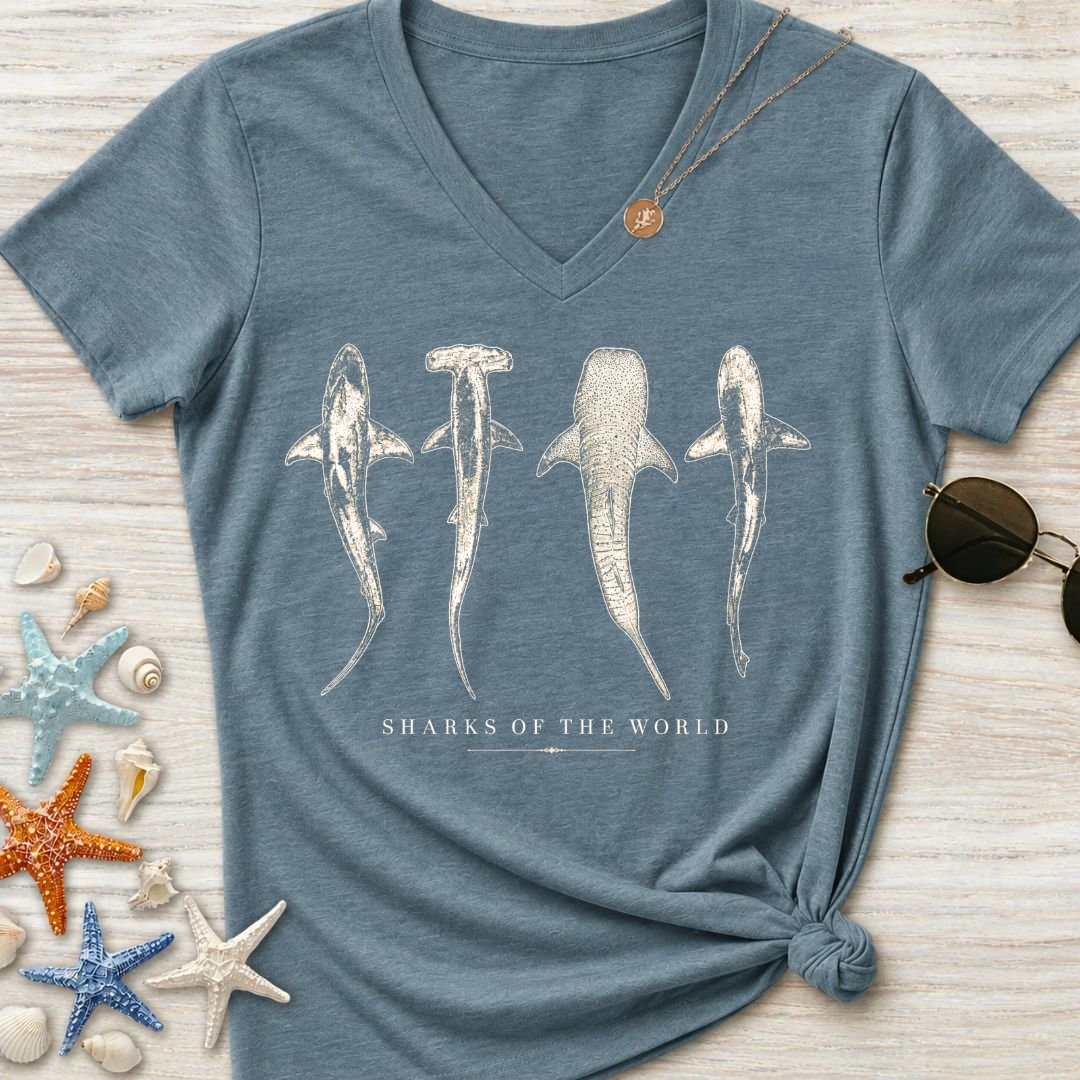 Sharks Of The World Women's V-Neck T-Shirt