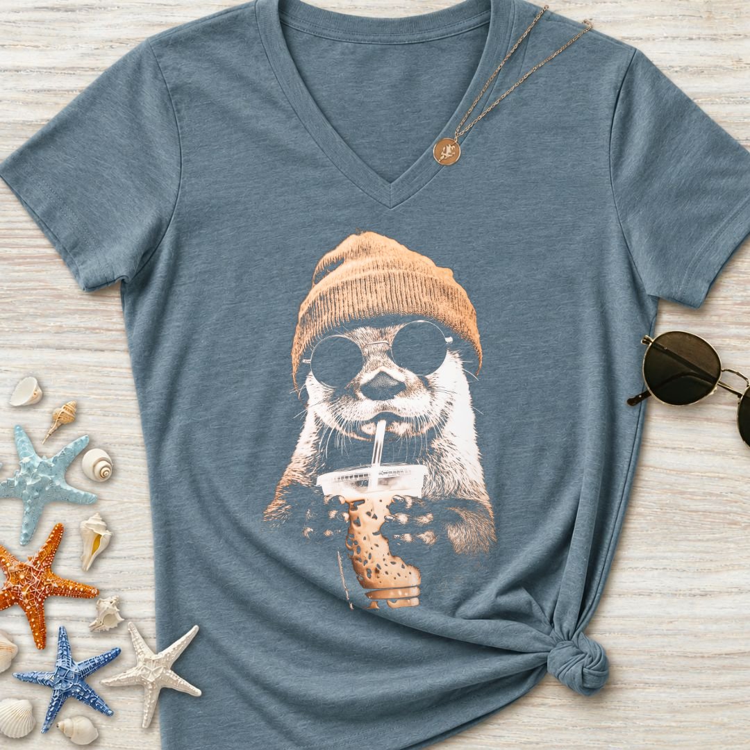 Hipster Otter Women's V-Neck T-Shirt
