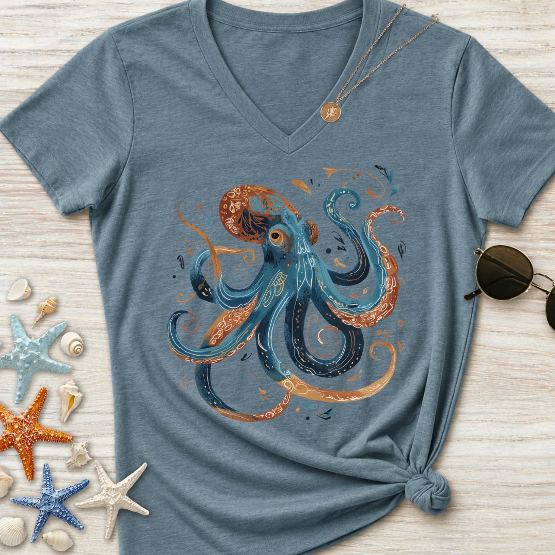 Boho Octopus Women's V-Neck T-Shirt