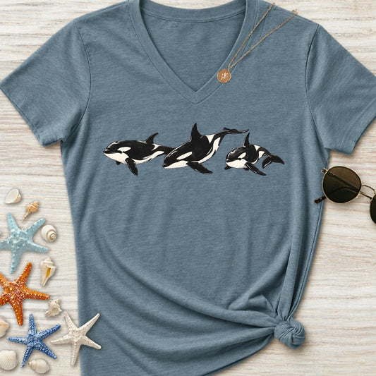 Vintage Orcas Women's V-Neck T-Shirt