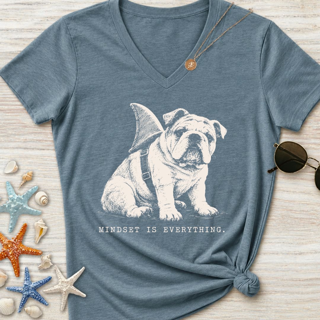 Mindset Is Everything, Bulldog Women's V-Neck T-Shirt