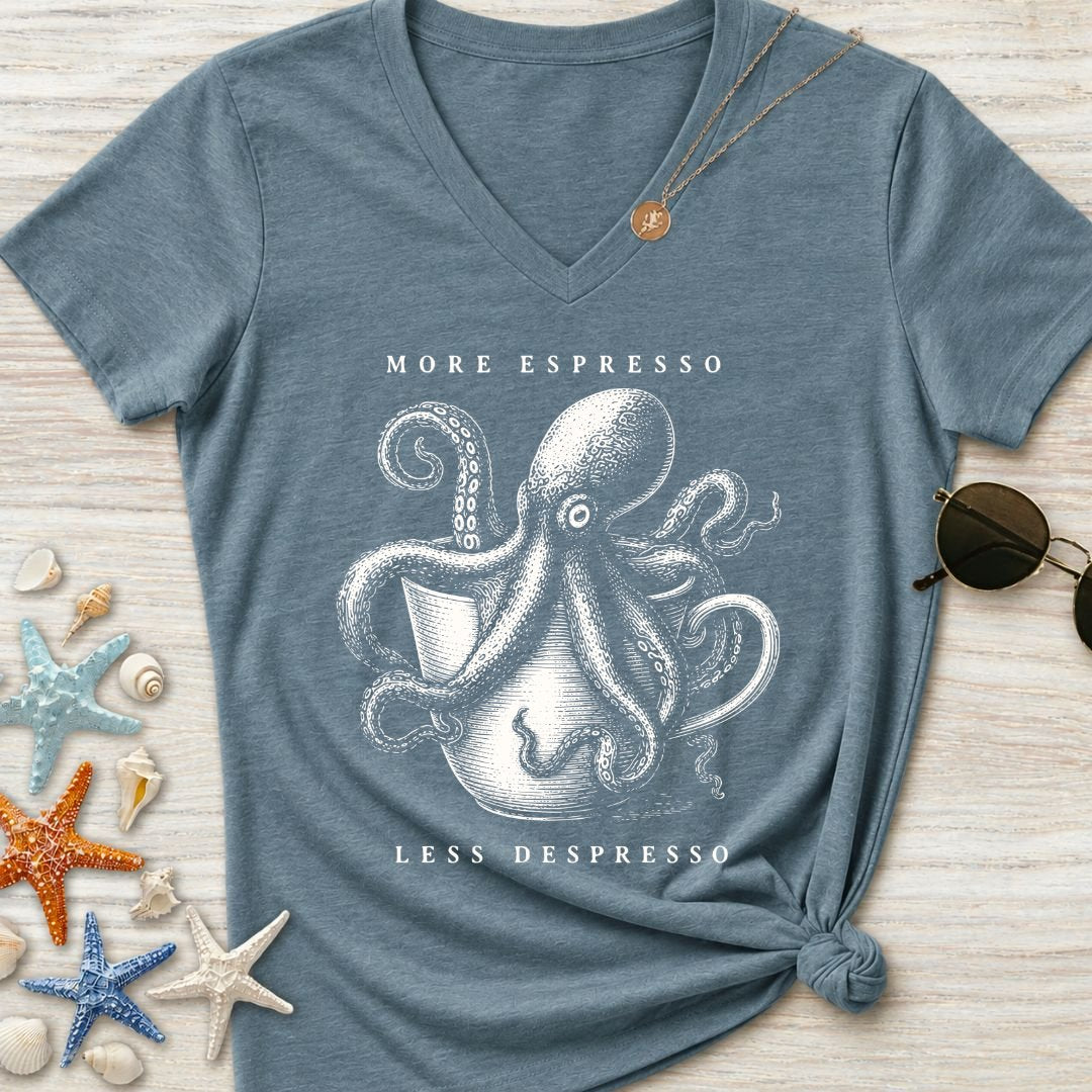 Espresso Octopus Women's V-Neck T-Shirt
