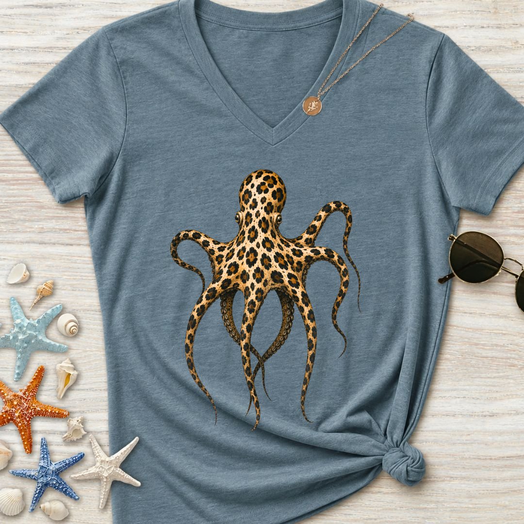 Cheetah Octopus Women's V-Neck T-Shirt