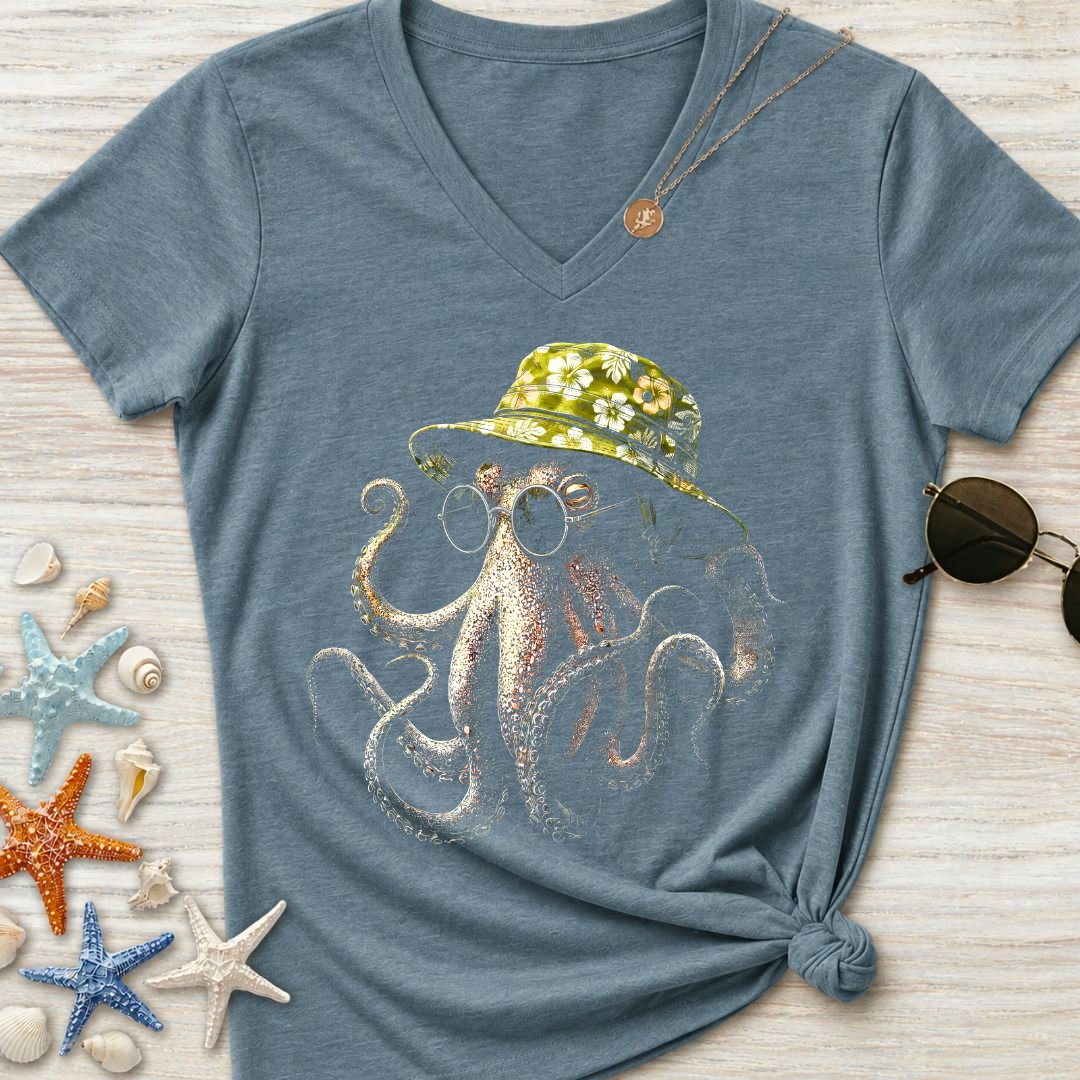 Summer Octopus Women's V-Neck T-Shirt