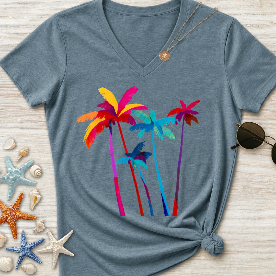Artistic Palm Trees Women's V-Neck T-Shirt