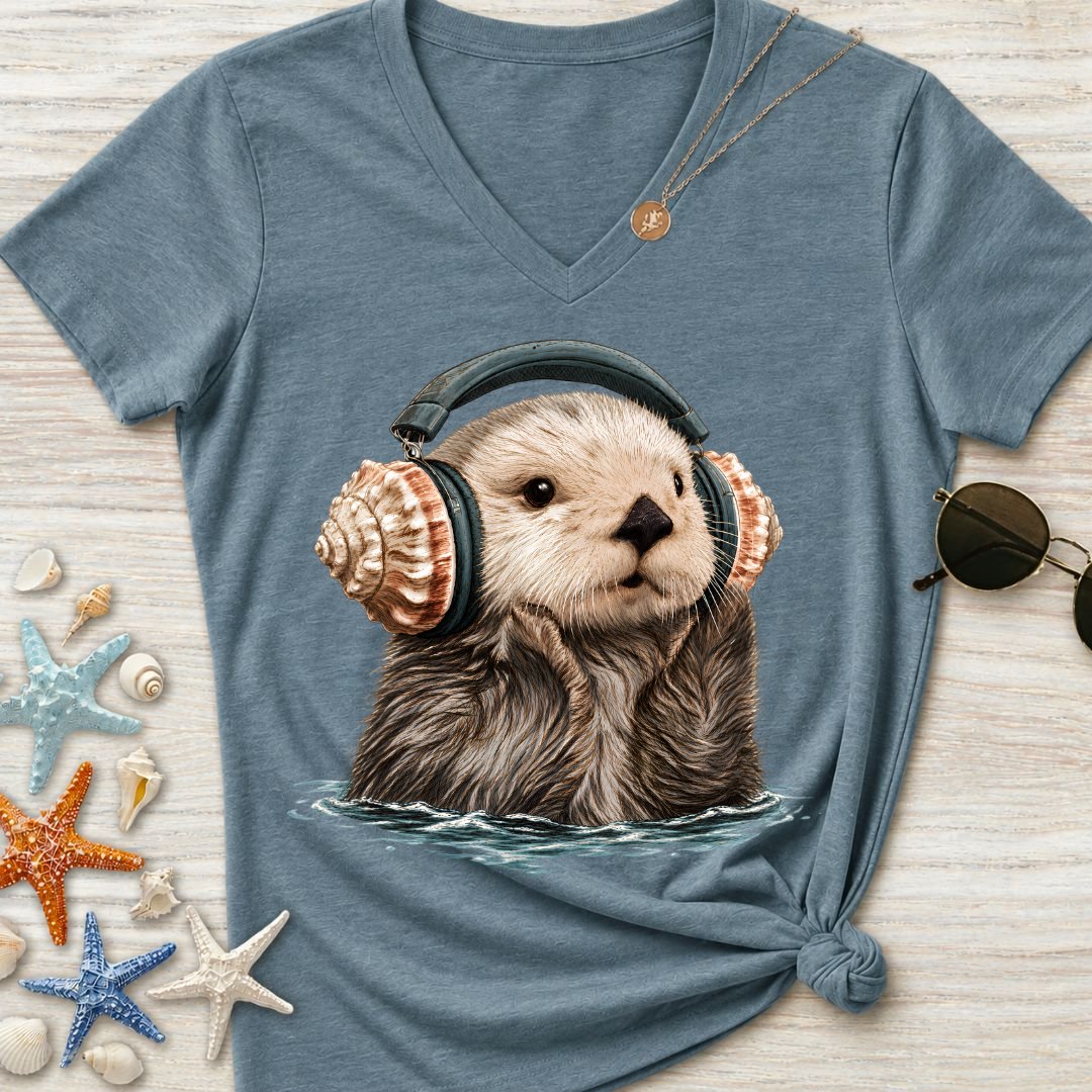 Music Otter Women's V-Neck T-Shirt