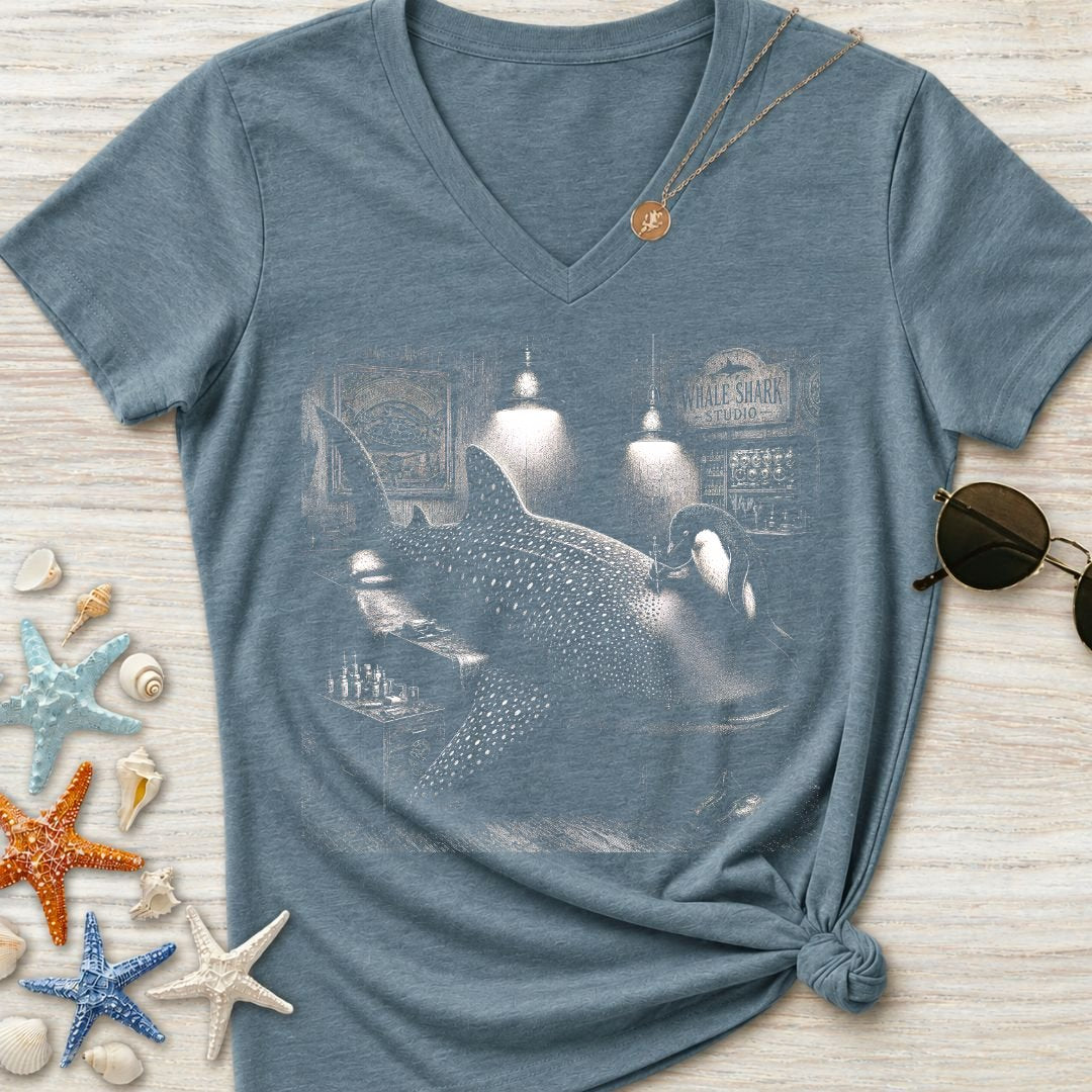 Whale Shark Tattoo Women's V-Neck T-Shirt