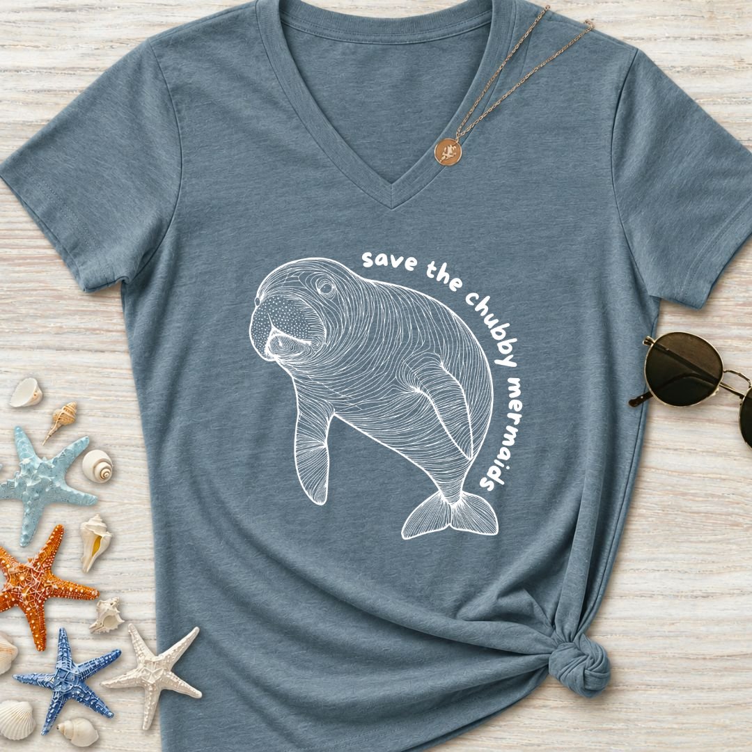 Chubby Mermaids Women's V-Neck T-Shirt