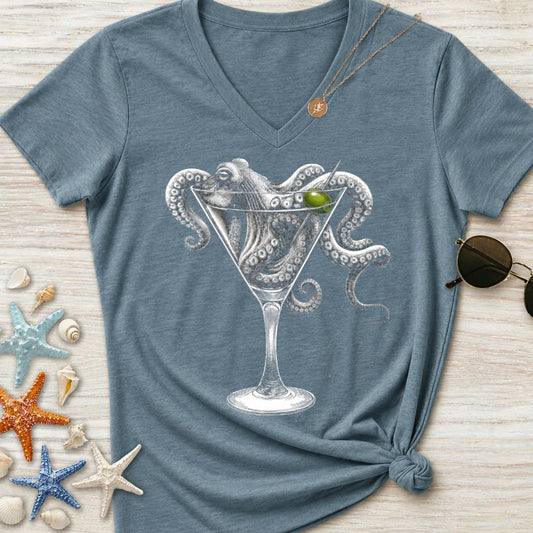 Octopus Martini Women's V-Neck T-Shirt