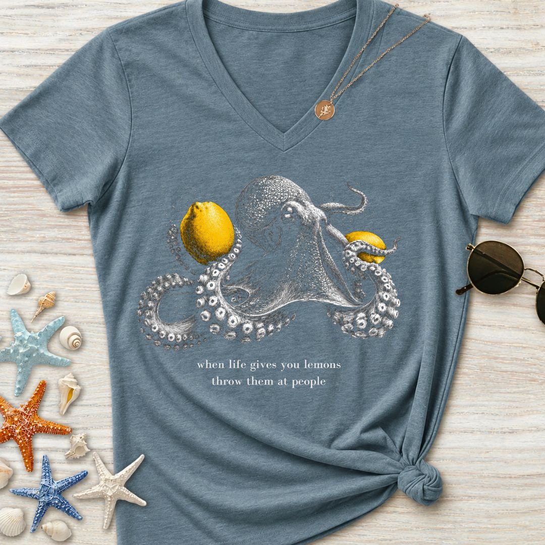 Lemons, Octopus Women's V-Neck T-Shirt