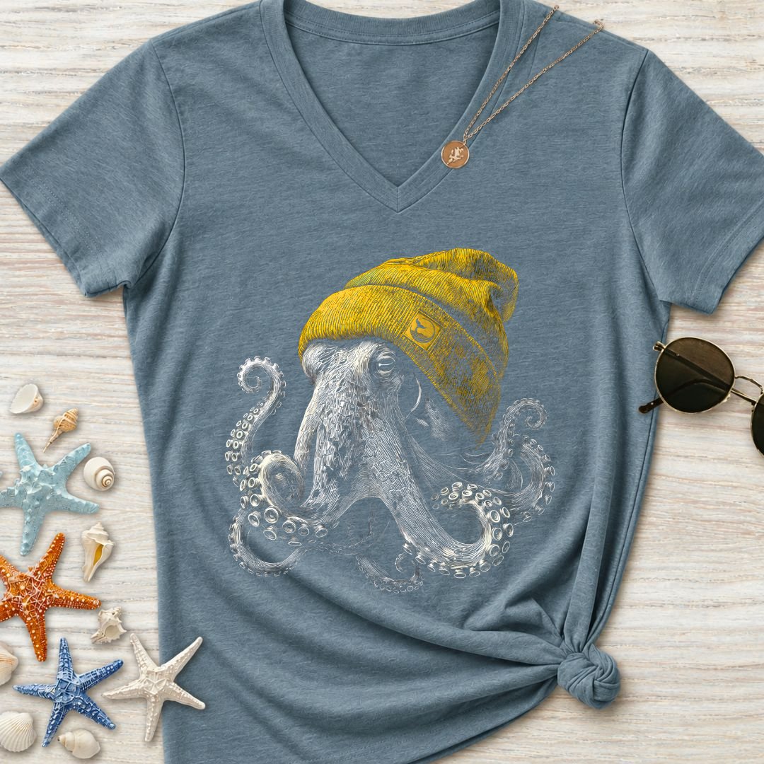 Winter Octopus Women's V-Neck T-Shirt