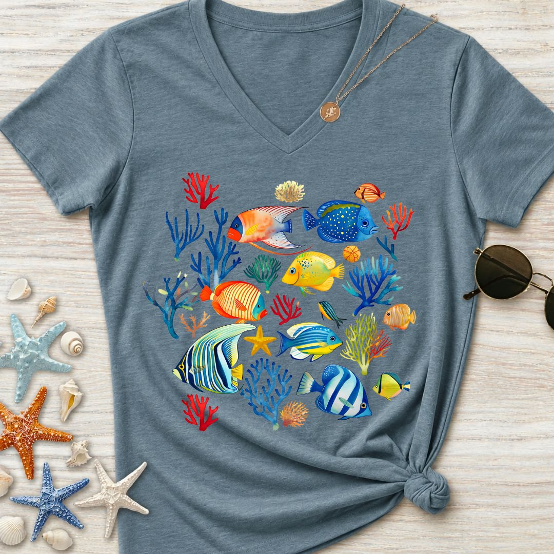 Colorful Fish Women's V-Neck T-Shirt