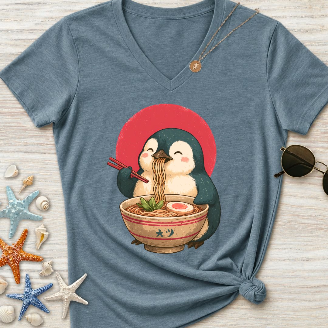 Penguin Ramen Women's V-Neck T-Shirt