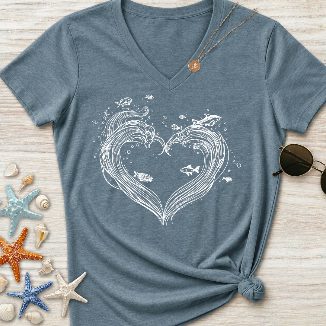 Heart Waves Women's V-Neck T-Shirt