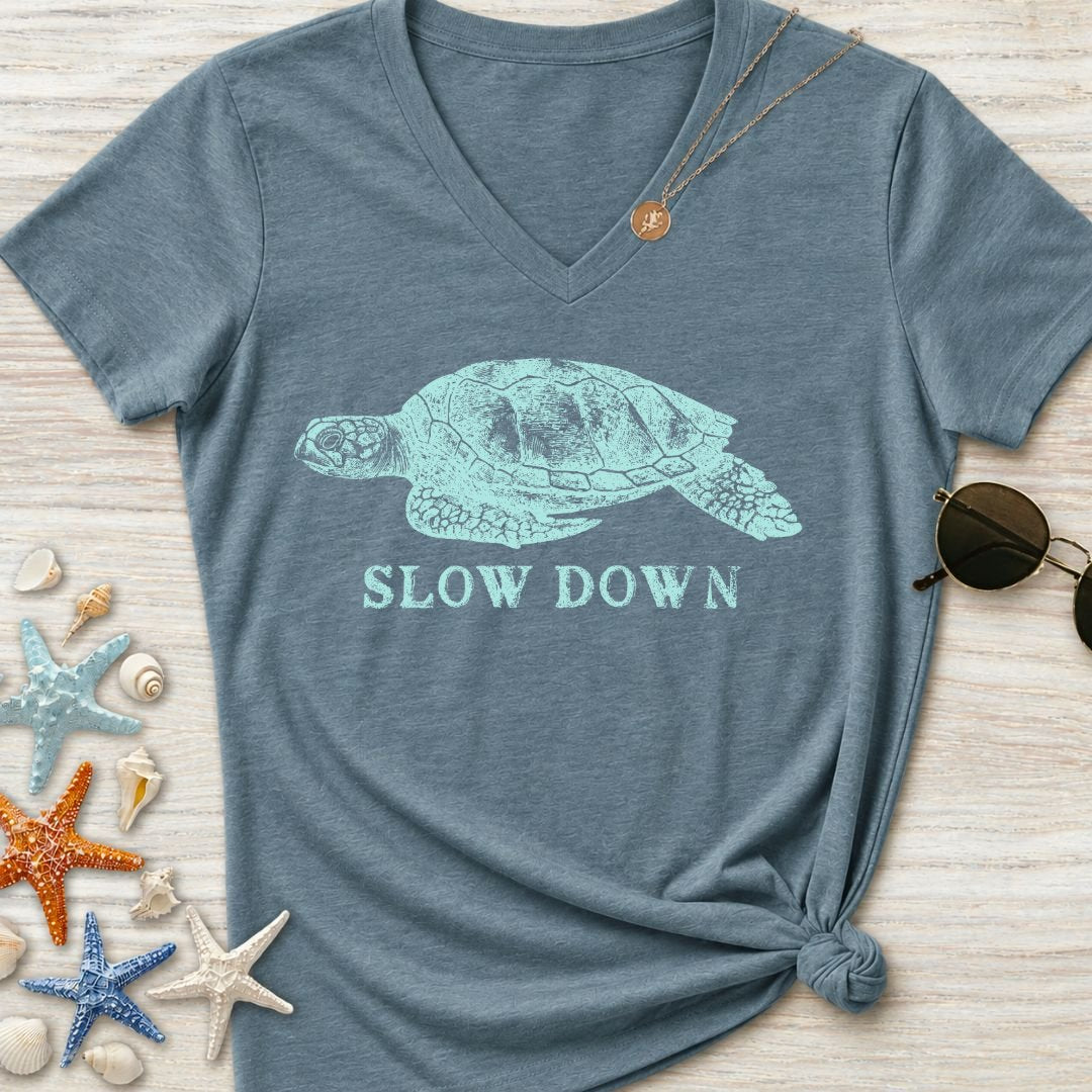 Slow Down Turtle Women's V-Neck T-Shirt