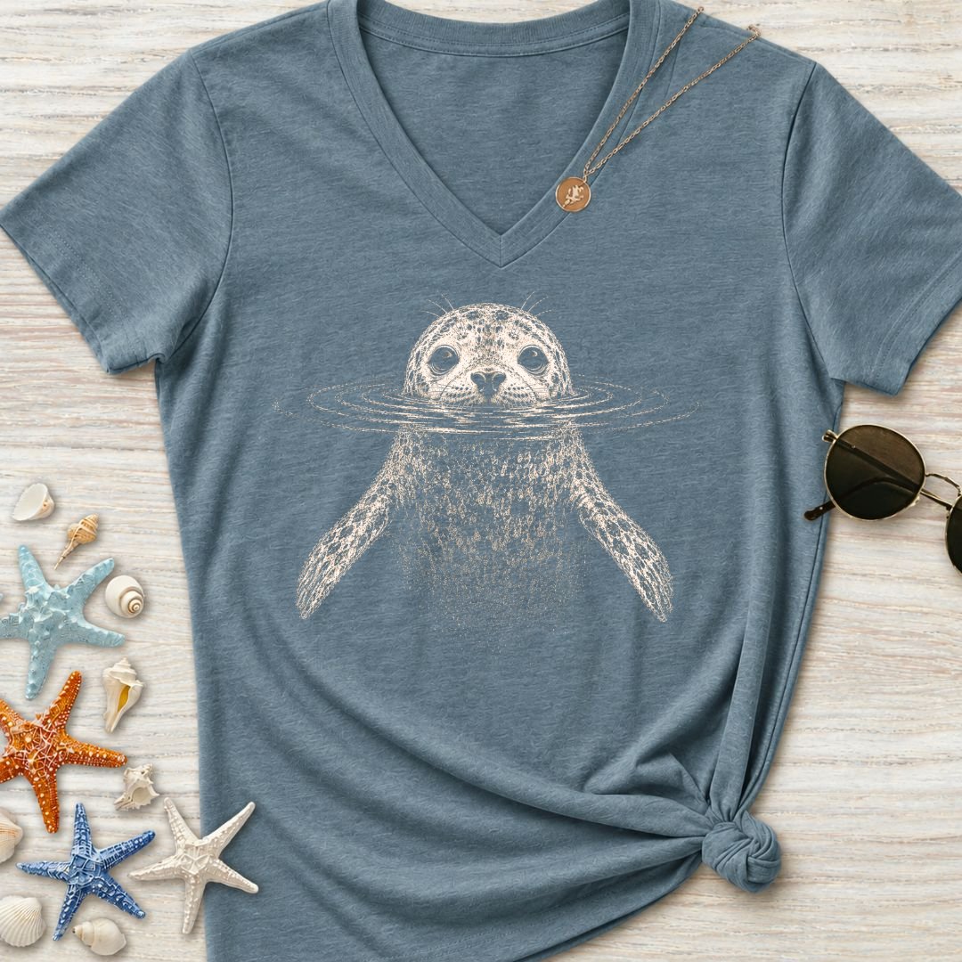 Swimming Seal Women's V-Neck T-Shirt