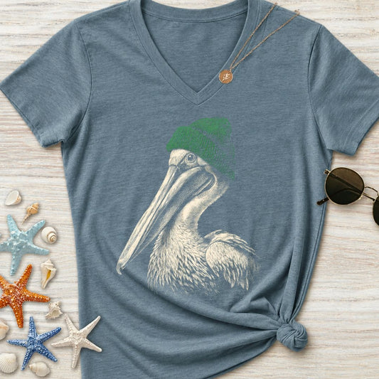 Winter Pelican Women's V-Neck T-Shirt