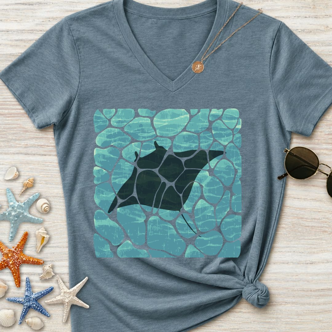 Swimming Manta Women's V-Neck T-Shirt