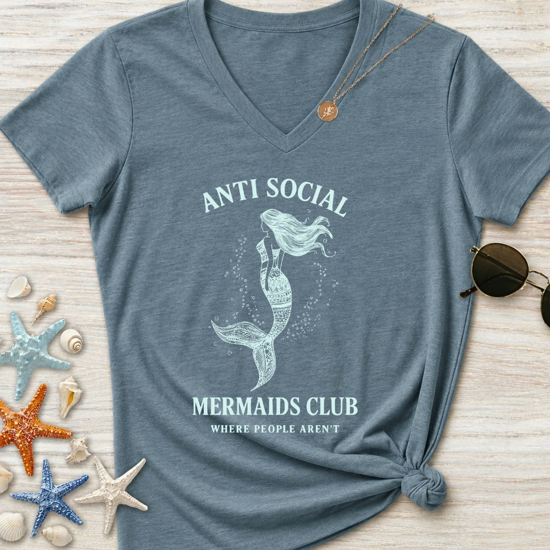 Anti Social Mermaids Club Women's V-Neck T-Shirt