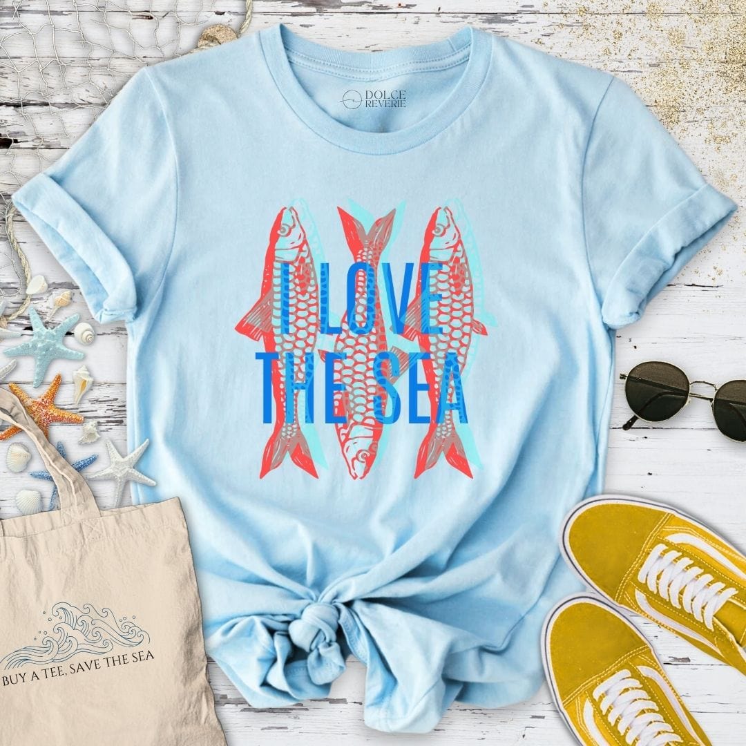 I Love The Sea - Sardines T-Shirt Light Blue / S