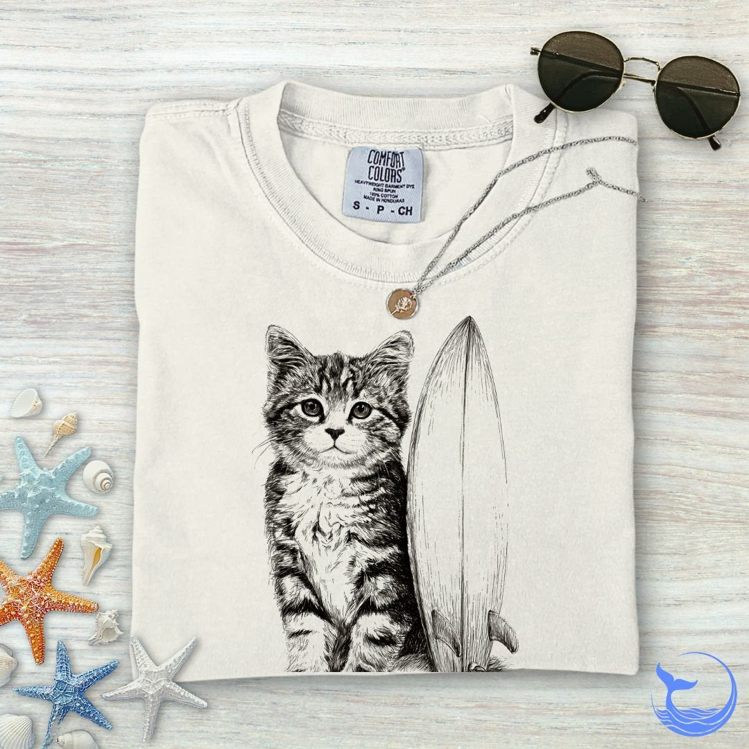 Surfer Cat Comfort Colors T-Shirt