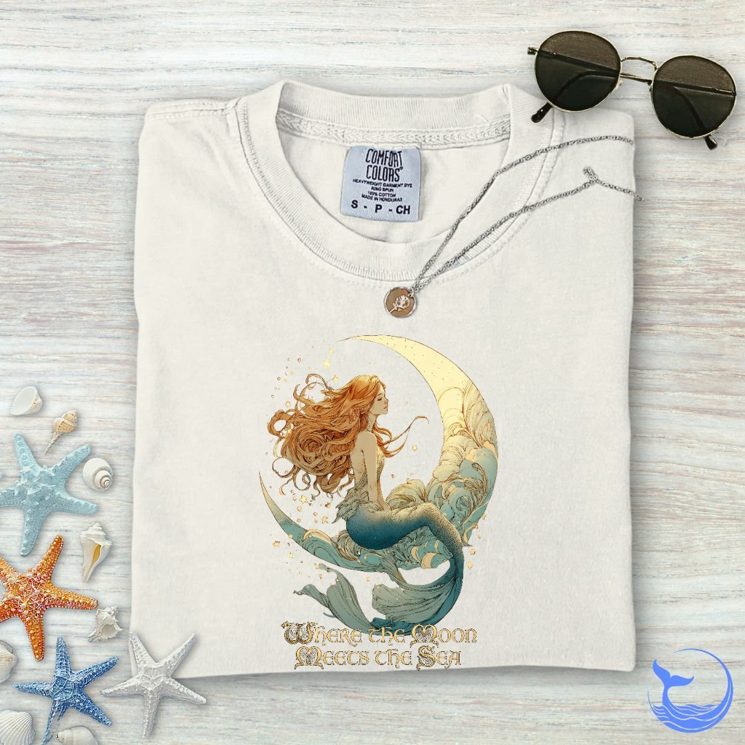 Moon Meets The Sea, Mermaid Comfort Colors T-Shirt