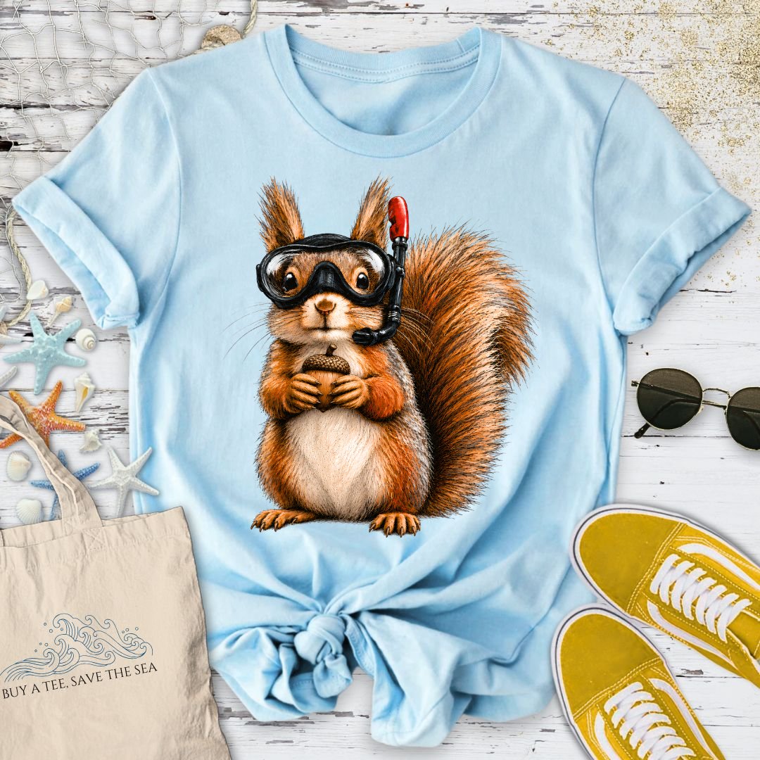 Scuba Diver Squirrel T-Shirt in Light Blue - Dolce Reverie