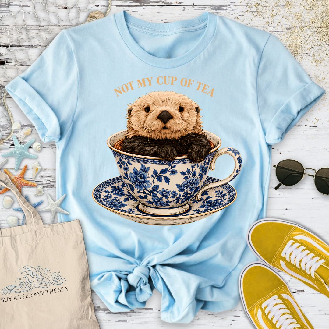 Not My Cup Of Tea, Otter T-Shirt in Light Blue - Dolce Reverie