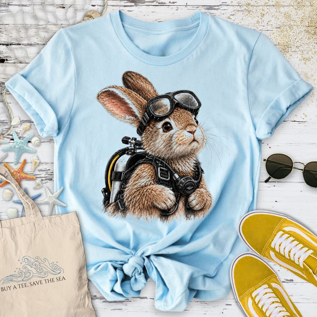 Scuba Diver Bunny T-Shirt in Light Blue - Dolce Reverie