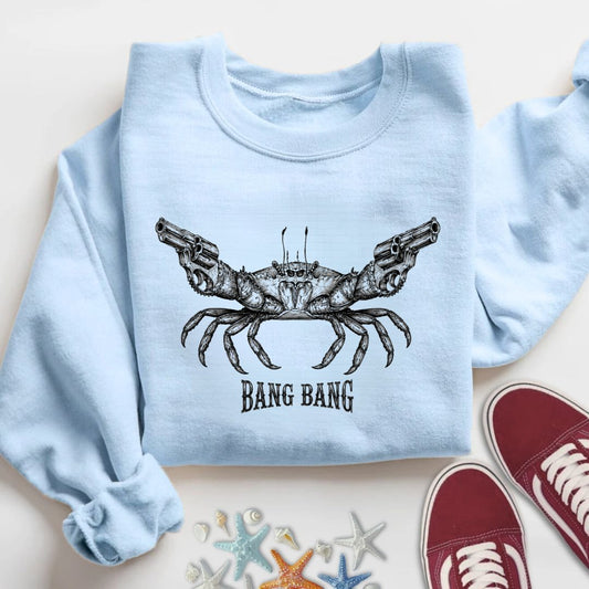 Bang Bang Crab Sweatshirt in Light Blue - Dolce Reverie