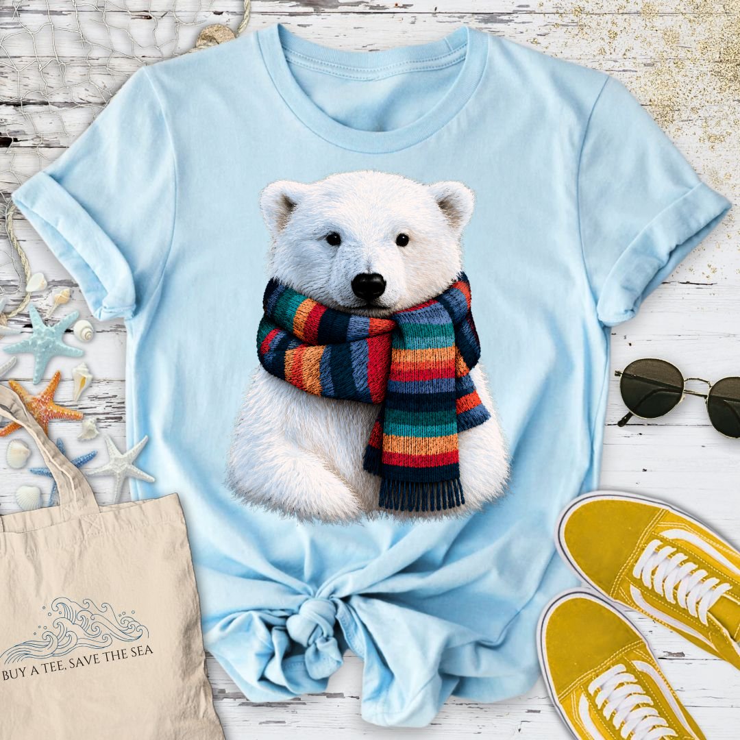 Cozy Polar Bear T-Shirt in Light Blue - Dolce Reverie