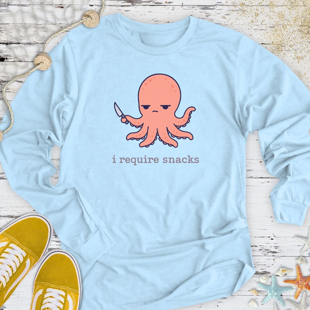 I Require Snacks Octopus Long Sleeve Tee