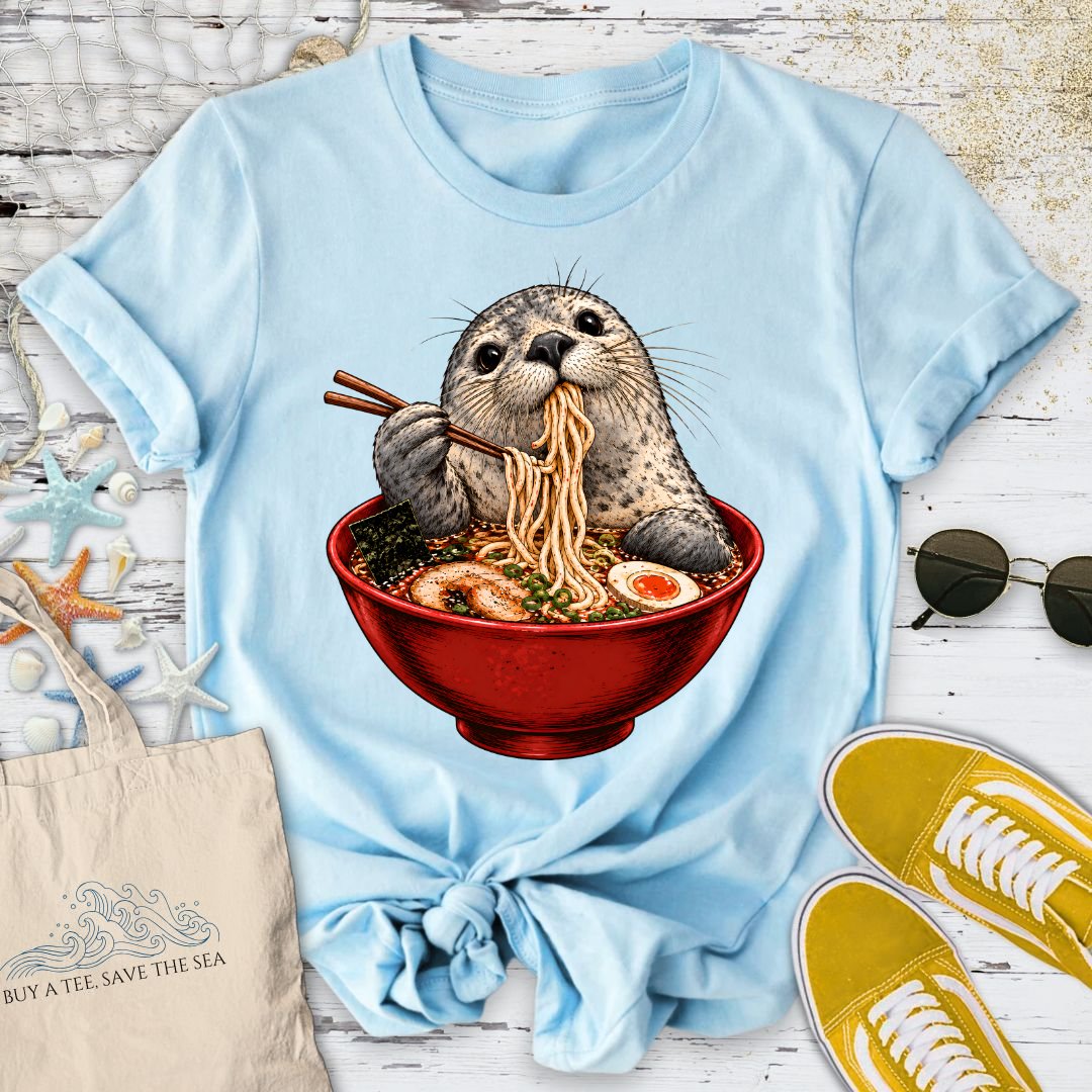 Ramen Seal T-Shirt in Light Blue - Dolce Reverie
