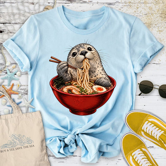 Ramen Seal T-Shirt in Light Blue - Dolce Reverie
