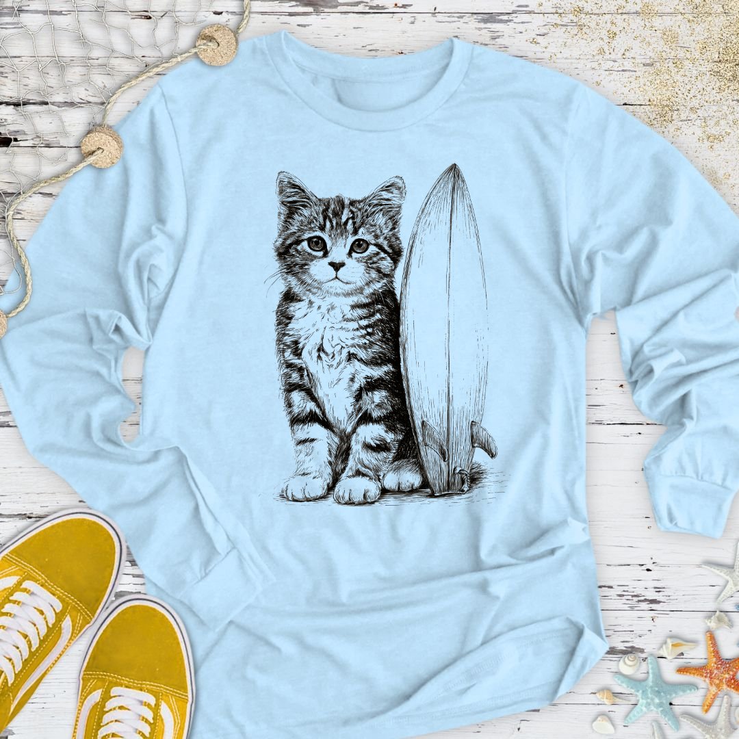 Surfer Cat Long Sleeve Tee