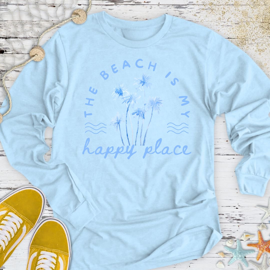 The Beach Is My Happy Place Long Sleeve Tee